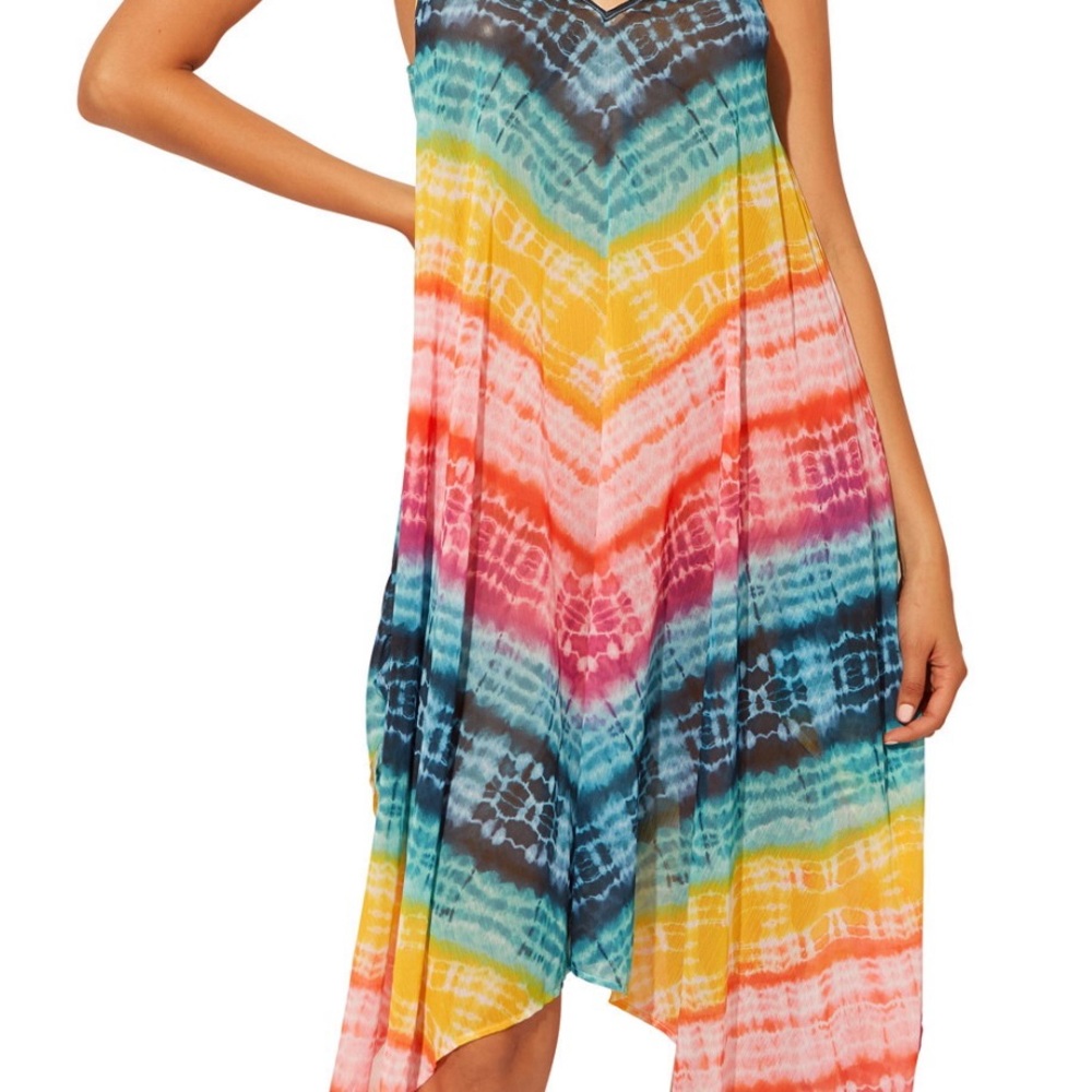 Bleu by Rod Beattie Good Vibrations Chiffon Handkerchief-Hem Dress Cover-Up